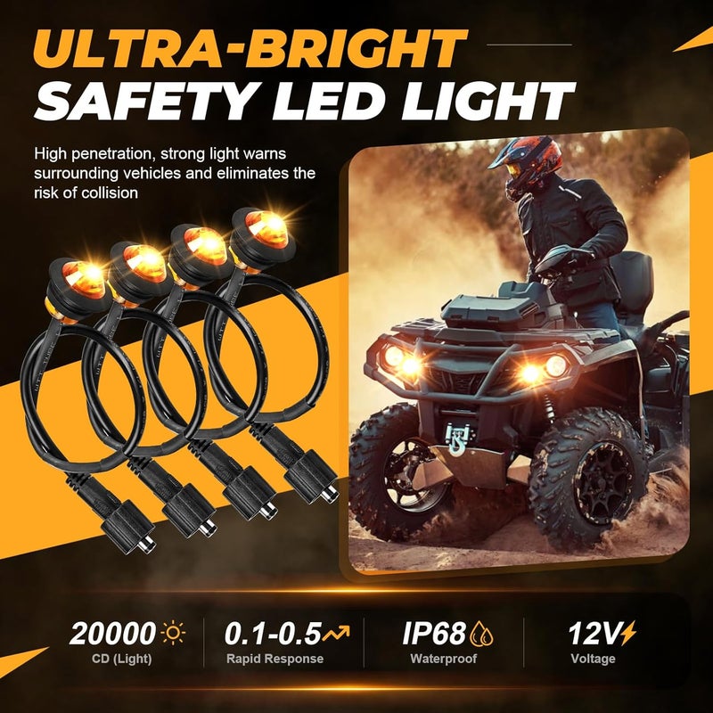 GODCTSUP UTV Turn Signal Kit, Pre-Wired ATV Blinker Kit with Brighter LED Lights&110DB Horn&Rocker Switch, Universal 12V Street Legal for Polaris, Can-Am, Kawasaki, CFMOTO (2/4-Seater) - Image 2